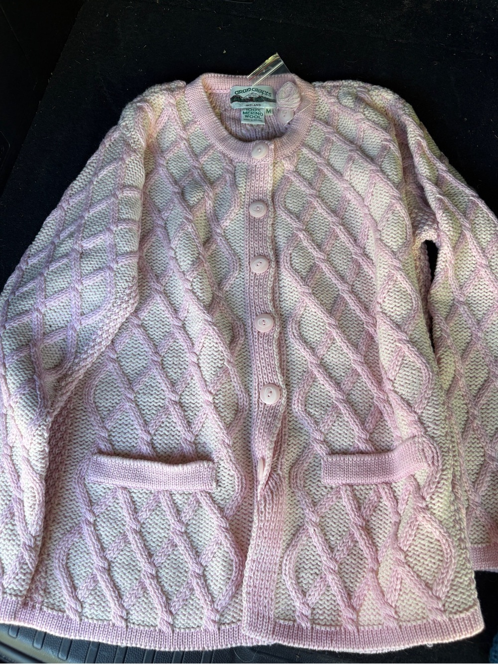 Aran Crafts Sweater Cardigan Womens Medium Cable Knit Full Zip Ireland Wool
